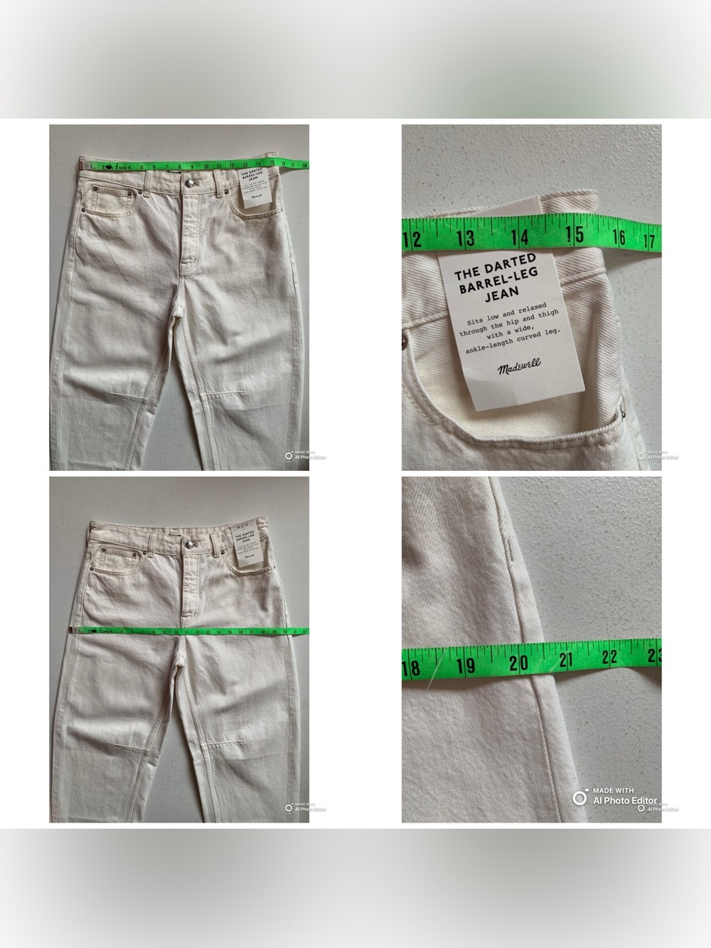 Madewell PETITE The Darted Barrel Jean in Vintage Canvas 27P NWT Cream Summer - Picture 14 of 17